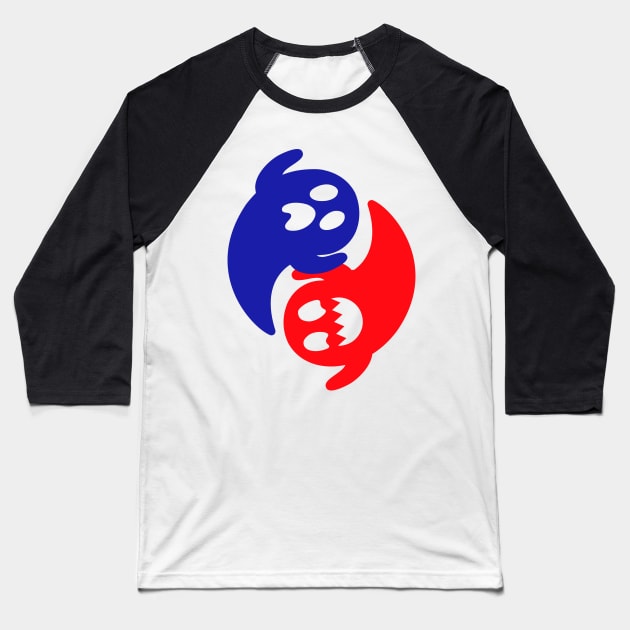 Yin Yang Ghosts Baseball T-Shirt by Surplusweird